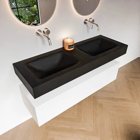 Zaro Alan badmeubel 130cm talc 1 lade met vrijhangende wastafel cloud dubbel zonder kraangat urban