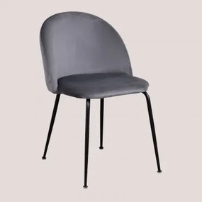 Kana Design Eetkamerstoel In Fluweel Grijs & Zwart - Sklum