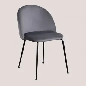 Kana Design Eetkamerstoel In Fluweel Grijs & Zwart - Sklum