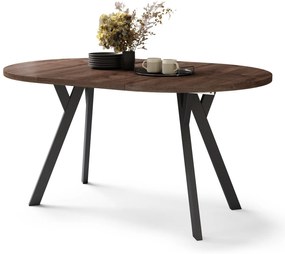 ALDO 100 Eiken Bruin/Zwarte poten - RONDE LOFT/INDUSTRIËLE TAFEL VOOR WOONKAMER/EETKAMER, UITSCHUIFBAAR