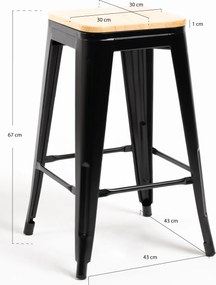 Torix lage kruk van natuurlijk hout