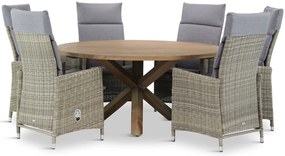 Tuinset Ronde Tuintafel 160 cm Wicker Taupe 6 personen Garden Collections Madera/Sand