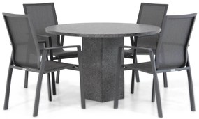 Tuinset Ronde Tuintafel 4 personen 120 cm Aluminium/textileen Grijs Lifestyle Garden Furniture Ultimate/Graniet