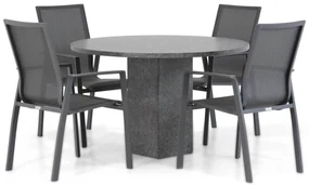 Tuinset Ronde Tuintafel 4 personen 120 cm Aluminium/textileen Grijs Lifestyle Garden Furniture Ultimate/Graniet