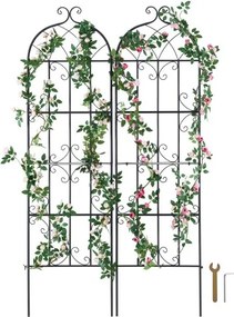VEVOR Klimplantensteun, 51x180 cm, Klimhulp, Set van 2 Roestvrije Metalen Trellis voor Tuinbloemen, Rozen Trellis, Komkommersteun, Decoratieve Clematis Trellis voor Binnenplaatsen en Gazons