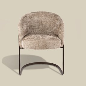 Moderne Armstoel Met Bronzen Frame Beige