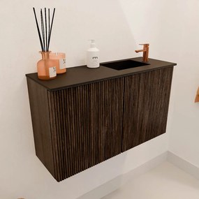 Mondiaz Joya 70cm toiletmeubel walnut met wastafel faye rechts 1 kraangat urban