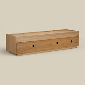 Eiken Tv-meubel Met Stoffen Deuren 180 Cm - 180x40x40cm.