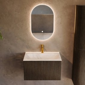Mondiaz Kurve-dlux 70cm badmeubel shadow met 1 lade en wastafel big small midden 1 kraangat ostra