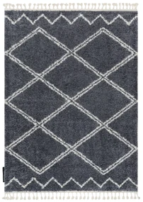 Tapijt BERBER ASILA B5970 grijskleuring / witrand ,  Barber , marokkaanse shaggy