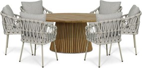 Tuinset Ronde Tuintafel 6 personen 180 cm Rope Zand/Beige  Coco Oliva/Fungo