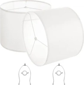 VEVOR Drumlampenkap 40 x 40 x 30 cm (boven x onder x hoog), 2 stuks grote vervangende kappen van linnen + PVC, lampenkap met harp voor tafellampen, staande lampen en hanglampen (crèmewit linnen)