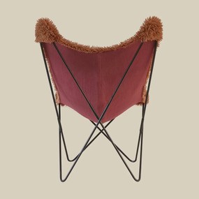 Vlinderfauteuil Bont Vacht Terracotta