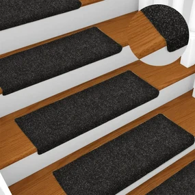 vidaXL Trapmatten 10 st 65x25 cm naaldvilt zwart