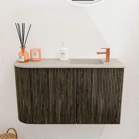 Mondiaz Joya DLux 70cm toiletmeubel ronding links shadow met wastafel faye rechts 1 kraangat opalo