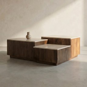 Eleonora Quido 3-delige Salontafelset Hout - 105 X 89cm.