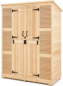 VEVOR Tuinhuis, Houten Opbergkast met Waterdicht Dak en Metalen Frame, Dubbele Afsluitbare Deuren, Tuingereedschapskast, Opbergkast met Planken en Vloer, 1473x680x1980mm