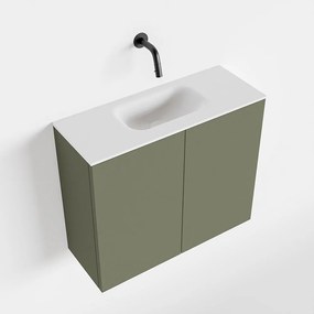 Zaro Polly toiletmeubel 60cm army met witte wastafel zonder kraangat