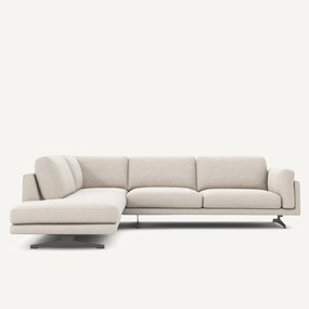 Hoekbank met longchair in gemêleerd canvas, CÉSAR