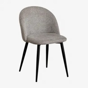 Kana Gestoffeerde Eetkamerstoelen Set Van 2, Staal Zwart & Stof Zandbruin & Stof - Sklum