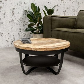 Dimehouse | Salontafel Baldo diameter 90 cm x hoogte 43 cm x dikte 3 cm bruin salontafels mangohout tafels meubels | NADUVI outlet