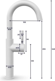 Saniclear Highriser Curved wastafelkraan verouderd messing