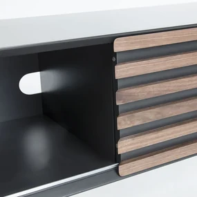 Kave Home Kesia Tv-meubel Mat Grijs Met Walnoot - 120x45x48.5cm.