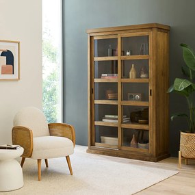 Vitrine boekenkast met 2 schuifdeuren, Lunja