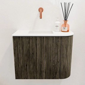 Mondiaz Joya 50cm toiletmeubel ronding rechts shadow met wastafel faye links zonder kraangat talc