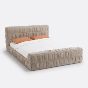 Bed in fluweel met lattenbodem, Marcio