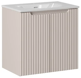 Comad Nova Cashmere badkamermeubel 60cm taupe met 2 deuren en wastafel 1 kraangat