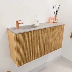 Mondiaz Joya DLux 80cm toiletmeubel oak met wastafel faye links 1 kraangat glace