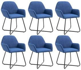 vidaXL Eetkamerstoelen 6 st stof blauw
