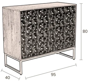 Kleurrijk Dressoir Mangohout - 95x40x80cm.