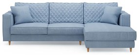 Rivièra Maison - Kendall Sofa with Chaise Longue Right, washed cotton, ice blue - Kleur: blauw