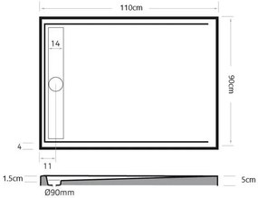 Xenz Easy-Tray douchebak 110x90x5cm cement