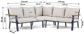 Hoek loungeset 5 personen Aluminium/Polywood (grey teakfinish) Grijs  Lifestyle Garden Furniture Santiago