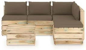 vidaXL 6-delige Loungeset met kussens groen geïmpregneerd hout