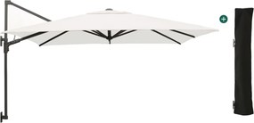 Parasol Shadowline muurparasol | Inclusief hoes | Vierkant | 250x250cm | Met draaihendel | Grijs/Antraciet | Kees Smit Tuinmeubelen