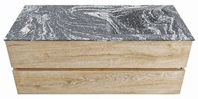 Mondiaz Vica DLux badmeubel 120cm washed oak 2 lades met wastafel lava rechts zonder kraangat