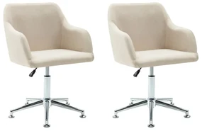 vidaXL Eetkamerstoelen draaibaar 2 st stof crème
