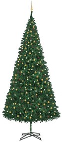 vidaXL Kunstkerstboom met LED's en kerstballen 500 cm groen