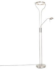 Moderne vloerlamp staal met leesarm incl. LED en dimmer - Divo Modern Binnenverlichting Lamp