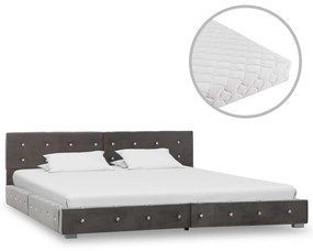 vidaXL Bed met matras fluweel grijs 180x200 cm