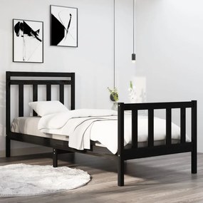 vidaXL Bedframe massief hout zwart 90x190 cm 3FT Single