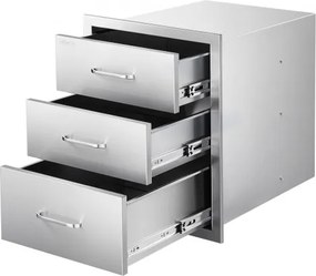 VEVOR Buitenkeukenlades 46x59x59 cm (BxDxH), drievoudige roestvrijstalen grilllades met handgrepen, grilllades voor buitenkeuken of grilleiland, terrasgrillstation, ladekast