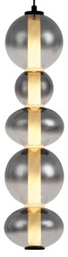 Art Deco hanglamp zwart met smoke en helder glas 5-lichts incl. LED - Lizzy