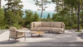 4 Seasons Outdoor Ezra chaise loungeset terre met Volta en Boaz loungetafels  Loungebank    bruin weerbestendig