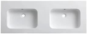 Lambini Designs Eliot dubbele wastafel mineraalmarmer 120cm met 2 kraangaten wit mat