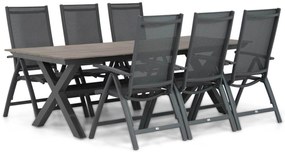 Tuinset 6 personen 240 cm Aluminium/Textileen /Aluminium/textileen Grijs Presto Vasto/Forest